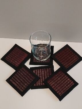 Source Unknown Brown Woven Bamboo Coasters Set of 6